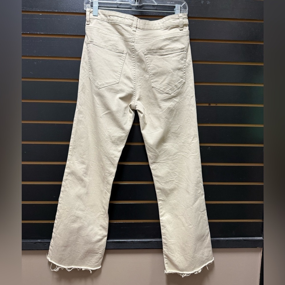 Risen Los Angeles High Rise Straight Leg Tan Jeans Raw Hem Sz 9 (29) 26” Inseam - Picture 3 of 4